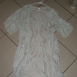 Elegant White Lace Kimono